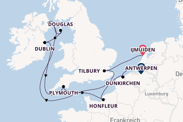 Britische Inseln ab Ijmuiden, Niederlande auf der Sirena