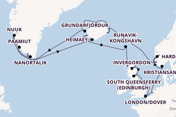 Arktis ab Rotterdam, Niederlande auf der Nieuw Statendam
