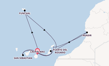Canarische Eilanden vanaf Las Palmas, Gran Canaria, Spanje met AIDAblu