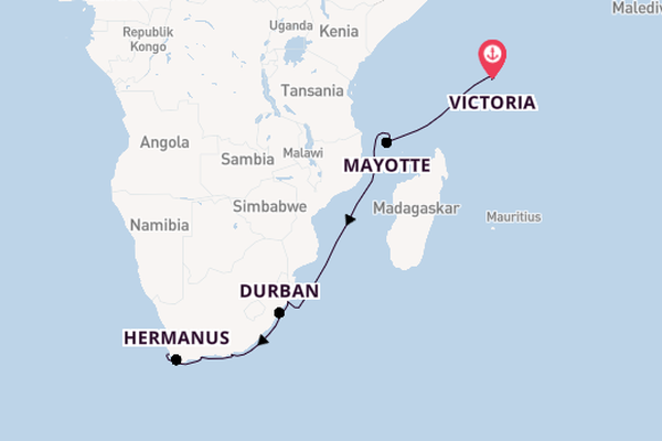 Afrika ab Victoria, Seychellen auf der HANSEATIC nature