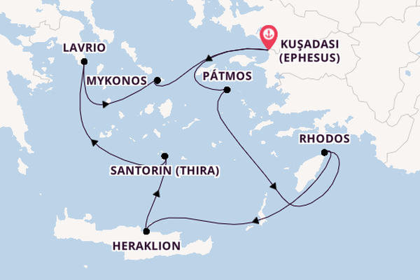 Östliches Mittelmeer ab Kuşadası (Ephesus), Türkei auf der Celestyal Discovery
