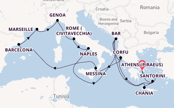Mediterranean Sea from Australia with the Sun Princess
