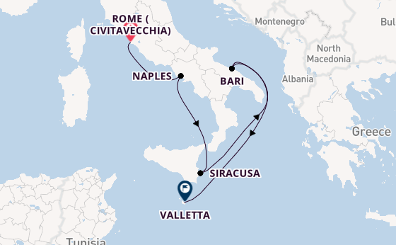 Western Mediterranean from Rome (Civitavecchia), Italy with the EXPLORA II
