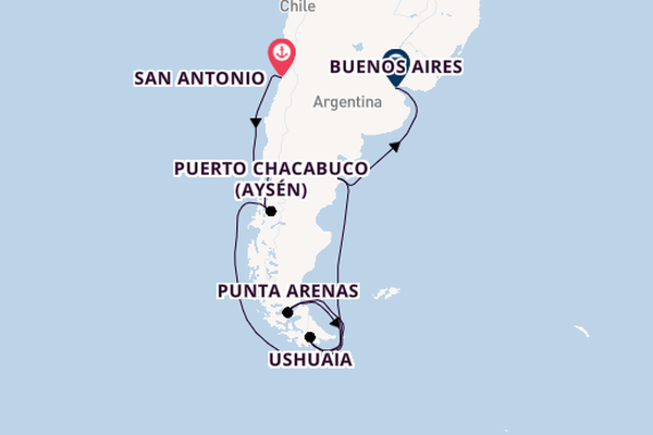 South America from San Antonio, Chile with the Costa Serena