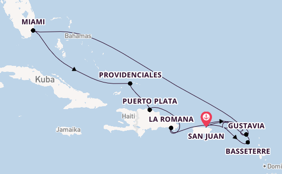 Karibik ab San Juan, Puerto Rico auf der Explora III