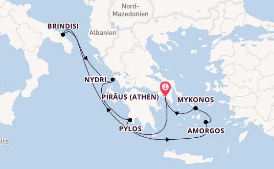 Östliches Mittelmeer ab Piräus (Athen), Griechenland auf der EXPLORA II