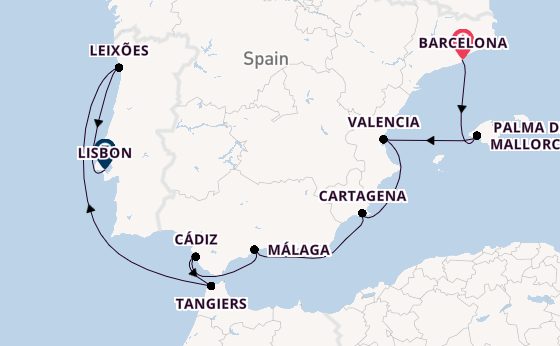 Western Mediterranean from Barcelona, Spain with the Silver Ray