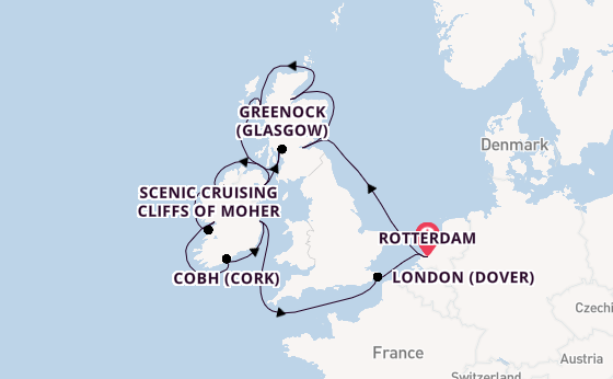 British Isles from Rotterdam, The Netherlands with the Nieuw Statendam
