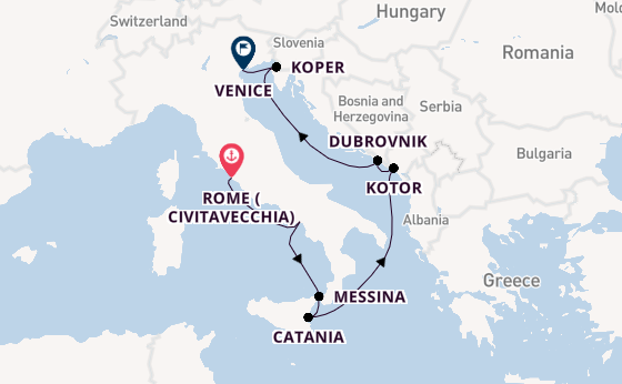 Mediterranean Sea from Rome (Civitavecchia), Italy with the Seven Seas Grandeur