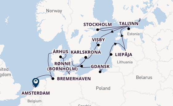Europa vanaf Kopenhagen, Denemarken met de Seven Seas Mariner