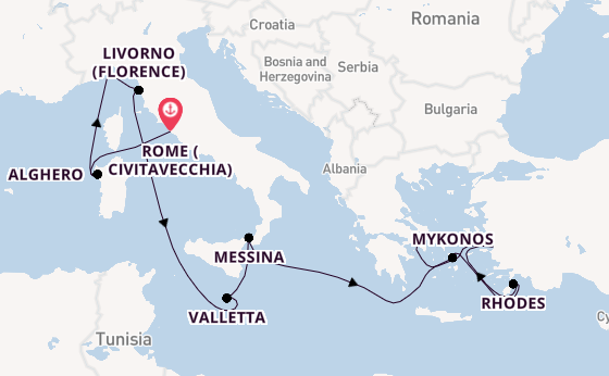 Mediterranean Sea from Rome (Civitavecchia), Italy with the Enchanted Princess