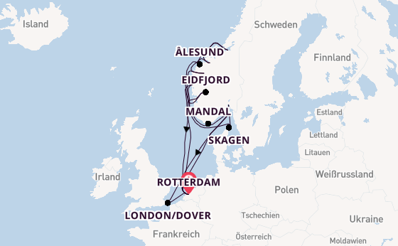 Norwegen ab Rotterdam, Niederlande auf der Nieuw Statendam