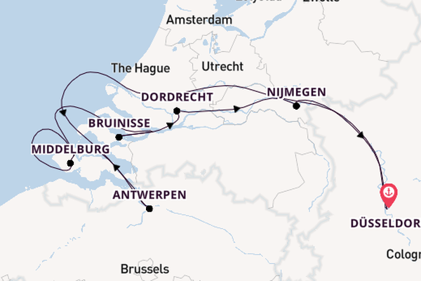 Rijn vanaf Düsseldorf, Duitsland met de VIVA TIARA
