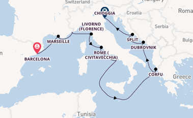 Mediterranean Sea from Barcelona, Spain with the Viking Sea
