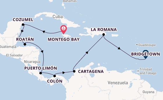 Caribbean vanaf Montego Bay, Jamaica met de Mein Schiff 3