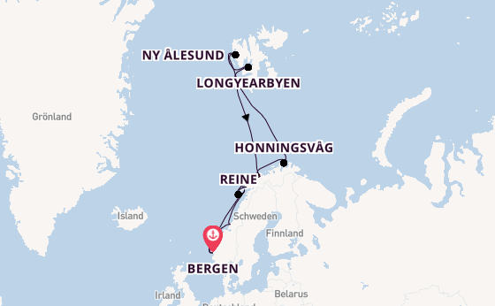 Norwegen ab Bergen, Norwegen auf der MS Midnatsol