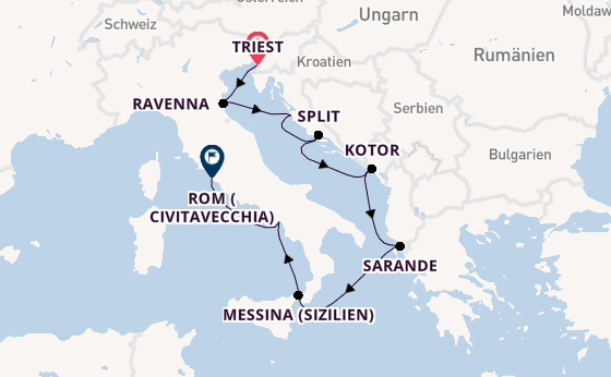 Mittelmeer ab Triest, Italien auf der Sonata (Oceania)