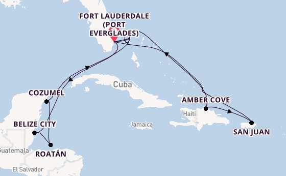 Caribbean from Fort Lauderdale (Port Everglades), Florida, USA with the Sun Princess