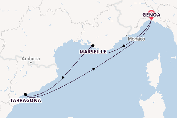 Western Mediterranean from Genoa, Italy with the MSC Magnifica