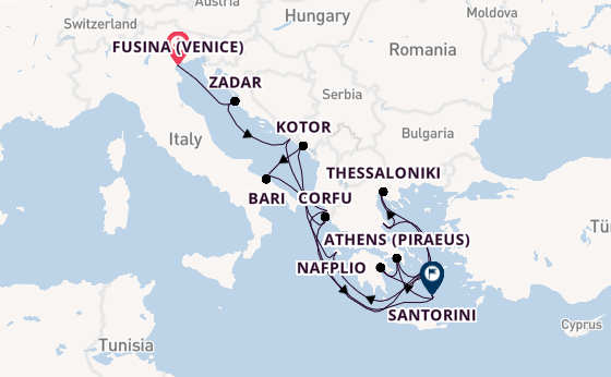 Eastern Mediterranean from Fusina (Venice) with the EXPLORA II