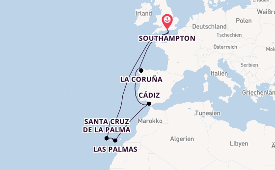 Kanarische Inseln ab Southampton, Großbritannien auf der Britannia