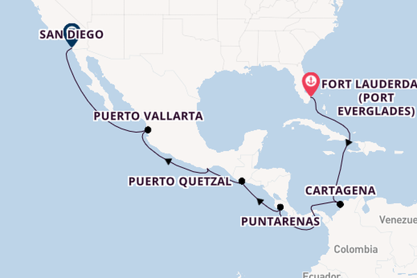 Central America from Fort Lauderdale (Port Everglades), Florida, USA with the Eurodam