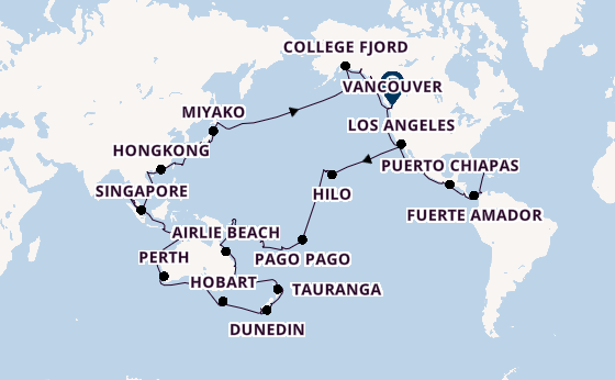 Transpacifisch vanaf Fort Lauderdale, Verenigde Staten met de Coral Princess