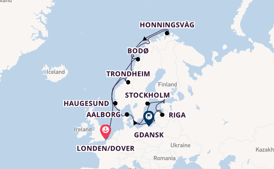 Noorwegen vanaf Londen/Dover, Groot-Brittannië met de Seabourn Quest