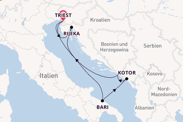 Mittelmeer ab Triest, Italien auf der Mein Schiff 4