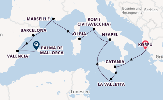 Westliches Mittelmeer ab Korfu, Griechenland auf AIDAblu