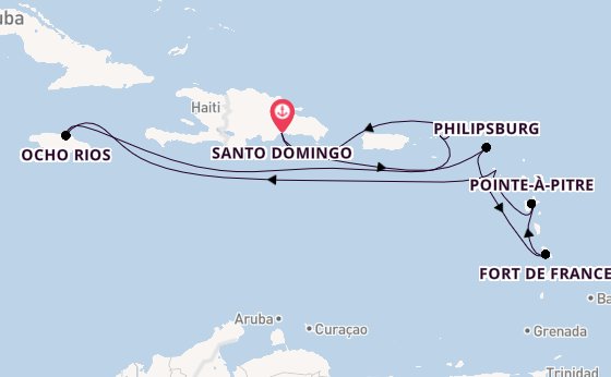 Karibik ab Santo Domingo, Dom. Republik auf der Costa Favolosa