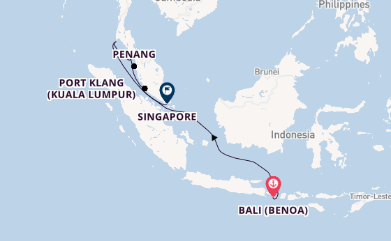 South East Asia from Bali (Benoa), Indonesia with the Celebrity Millennium