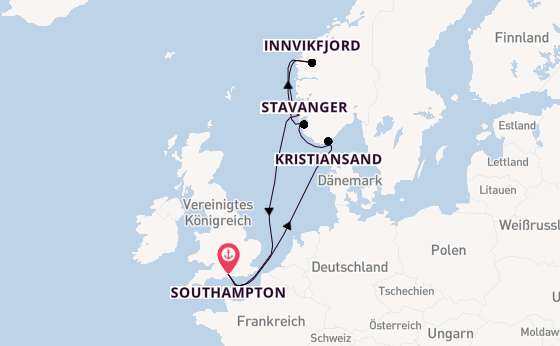 Norwegen ab Southampton, Großbritannien auf der Iona