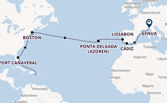 Transatlantik ab La Romana, Dominikanische Republik auf der Costa Fascinosa