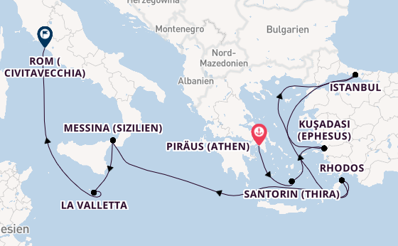Mittelmeer ab Piräus (Athen), Griechenland auf der Enchanted Princess