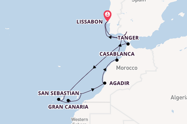 Canarische Eilanden vanaf Lissabon, Portugal met de Azamara Onward