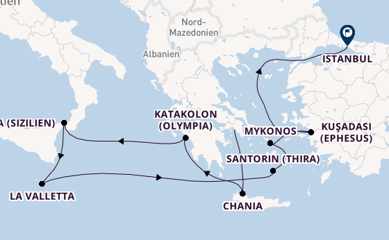 Mittelmeer ab Piräus (Athen), Griechenland auf der Enchanted Princess