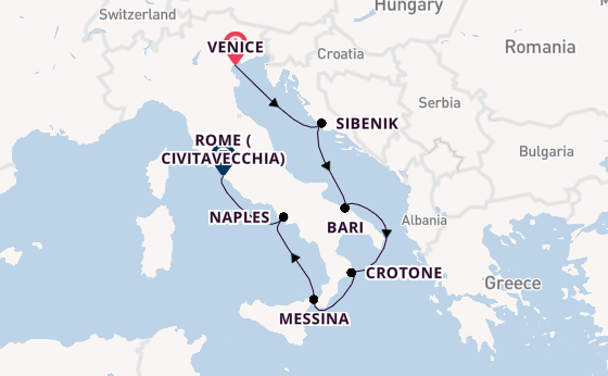 Western Mediterranean from Venice, Italy with the Viking Lyra
