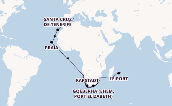 Südliches Afrika ab Palma de Mallorca, Spanien auf AIDAblu