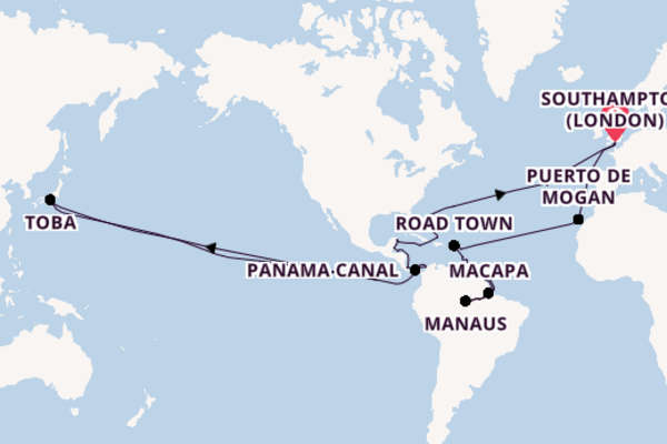 Round-the-World Trip from Southampton (London), England, United Kingdom with the Aurora