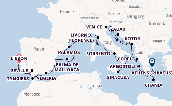 Mediterranean Sea from Lisbon, Portugal with the Azamara Journey