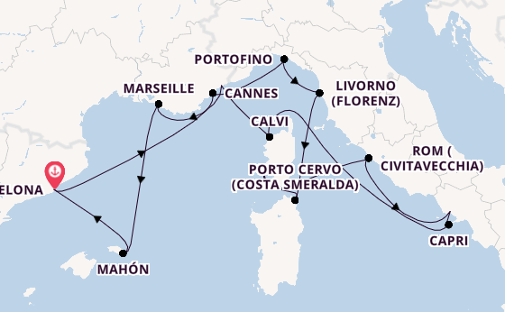 Westliches Mittelmeer ab Barcelona, Spanien auf der EXPLORA I