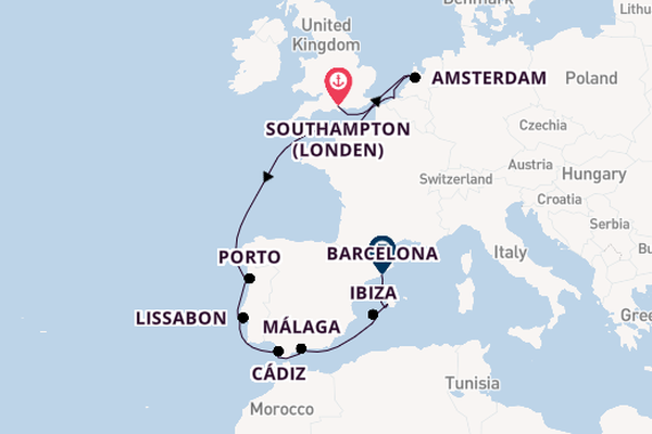 Westelijke Middellandse Zee vanaf Southampton (Londen), Engeland met de Norwegian Jewel