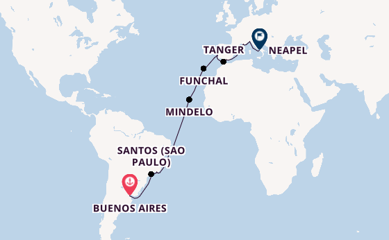 Transatlantik ab Buenos Aires, Argentinien auf der MSC Seaview