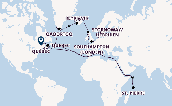 trans-Atlantisch vanaf Kopenhagen, Denemarken met de Explora V
