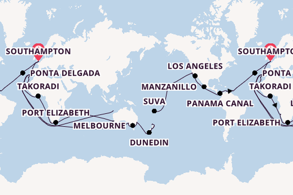 World Cruise from Southampton, England with the Arcadia