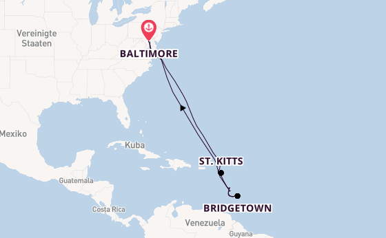 Karibik ab Baltimore, USA auf der Carnival Pride