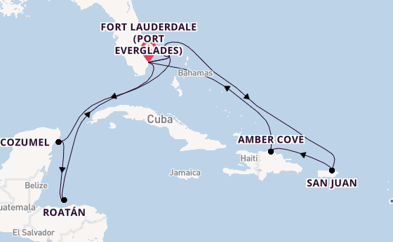 Caribbean from Fort Lauderdale (Port Everglades), Florida, USA with the Sun Princess