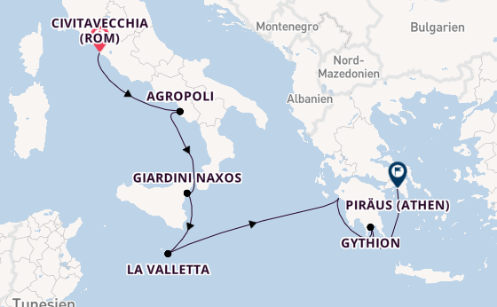Mittelmeer ab Civitavecchia (Rom), Italien auf der Silver Ray