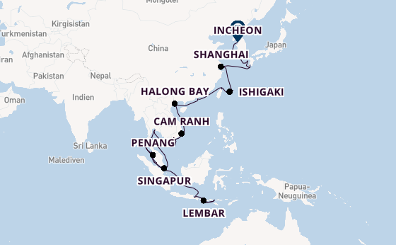 Südostasien ab Bali (Benoa), Indonesien auf der Seven Seas Explorer